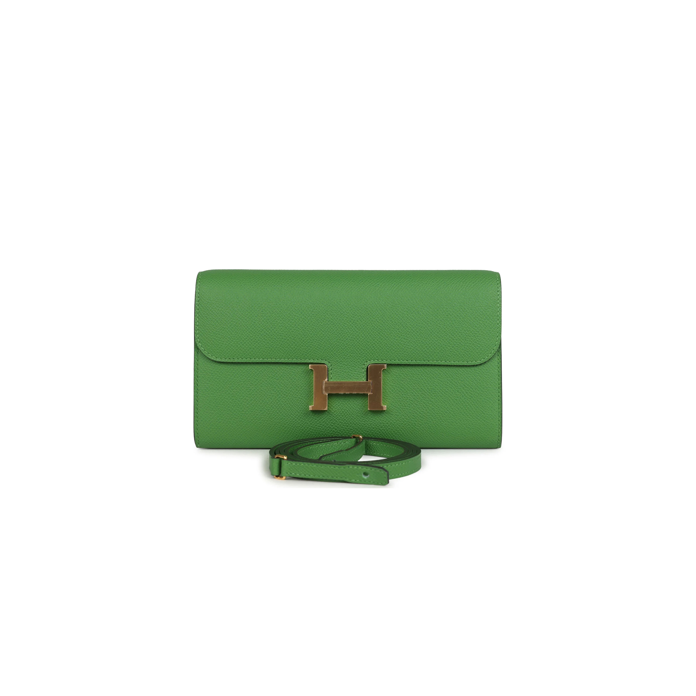 H**mes constance wallet to go vert yucca epsom gold hardware 436571 (20*11*4cm)